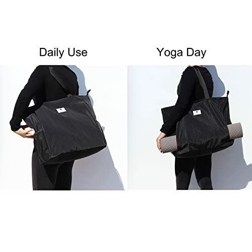 ESVAN Yoga Mat Bag Yoga Tote Carrier Shoulder Bag Carryall Tote for Office,Yoga,Pilates,Travel,Beach and Gym - color: D Black