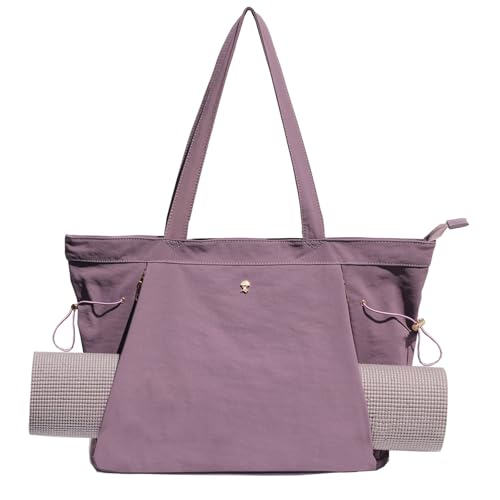 ESVAN Yoga Tote Bag for Women Shoulder Bags Drawstring for Office Workout Travel Carryall Pilates Gym and Beach - color: Light Purple