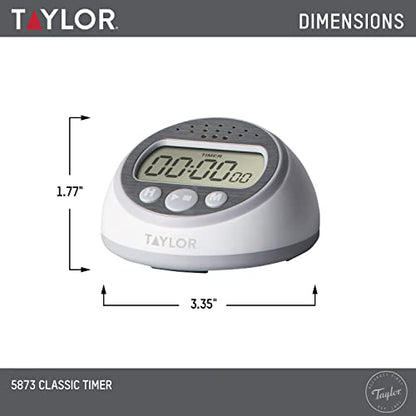 Taylor Digital Timer Counts Up and Down for School, Learning, Projects, and Kitchen Tasks, Super Loud Digital Timer, Gray | Learning, Projects, and Kitchen Tasks, Super Loud Digital Timer, Gray