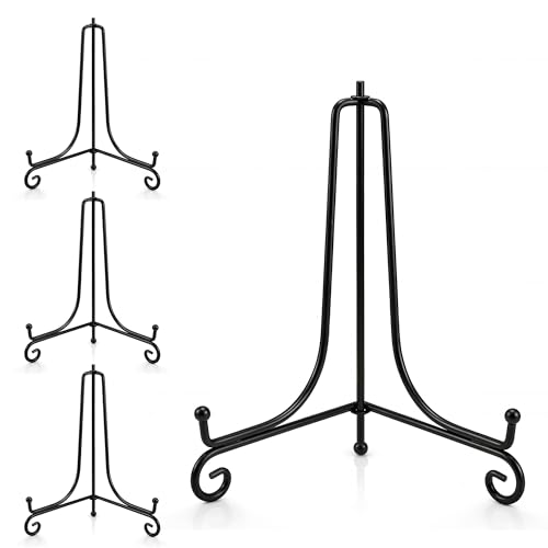Artliving Plate Stands for Display, 10 Inch Black Iron Easel Plate Display Photo Holder Stand, Displays Picture Frames, Decorative Plates, Tablets and Art (4 pack) - size: 10 inch (4 pack)