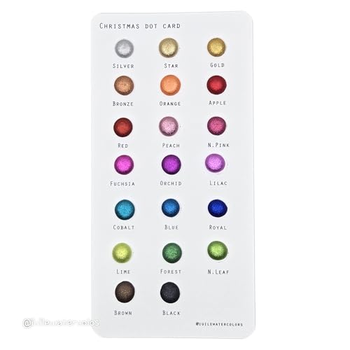 IUILE Handmade Watercolor Paints - Christmas Dot Card (20 colors). Chrome, Metallic, Shiny, Shimmer - color: Christmas Dot