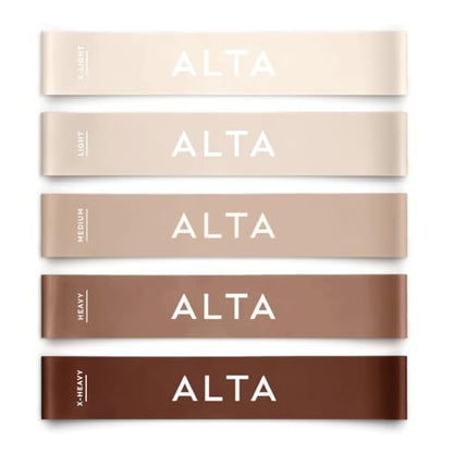 ALTA Mini Loop Bands for Exercise, Durable Latex, Small Resistance Bands - color: 5 Pack - Latte