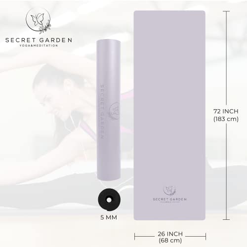 Secret Garden Blossom Exercise Mat 5mm Thick Non-Slip for Yoga, Pilates & Meditation - color: Lavender