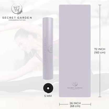 Secret Garden Blossom Exercise Mat 5mm Thick Non-Slip for Yoga, Pilates & Meditation - color: Lavender