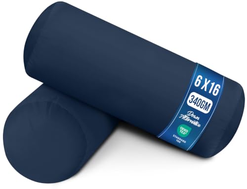 Utopia Bedding Bolster Pillow Inserts, 6x16 Neck roll Pillow, 2 Pack, Navy | Cylinder pillow, Round design, cervical & knee support pillow for sleeping, Massage relaxing and recovery, Set of 2, Navy - color: Navy, size: 6x16 Inch (Pack of 2)