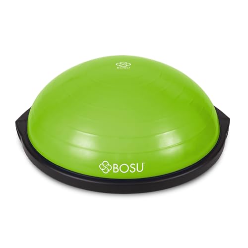 Bosu Balance Ball Exercise Trainer, Home Gym Equipment w/Guided Workouts & Pump, 26" Inflatable Fitness Platform for Strength Training, Standing, Balancing, and Core Workout - color: Lime Green/Black
