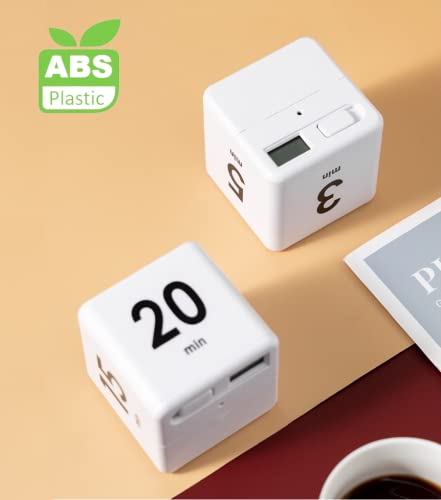 Feilifan Cube Timer, Productivity Cube Flip Timer, 15-20-30-60 Minute - color: 15-20-30-60min,white