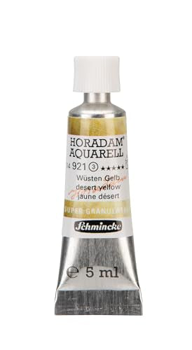 Schmincke - HORADAM® AQUARELL, Super Granulation, 14 921 001 Desert Yellow, 5 ml tube, very strong granulating colors, finest, super-granulating watercolors - color: 921 desert yellow