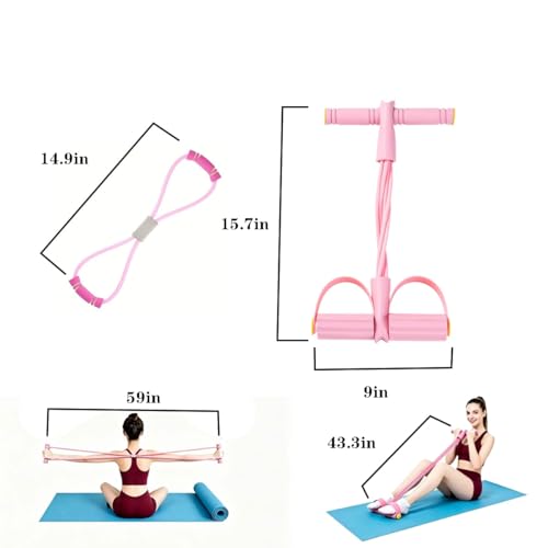 6 Tube Pedal Resistance Bands with Handle Set - color: Pink