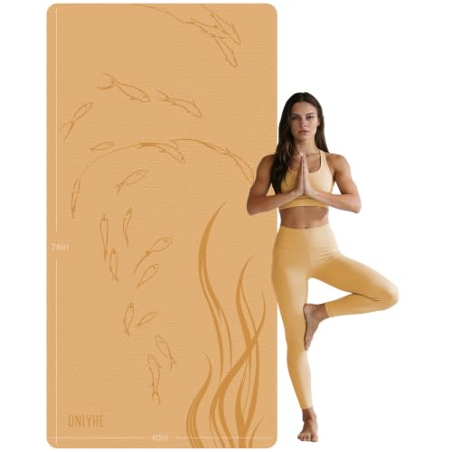 Extra Wide Yoga Mat 76"x40"x10mm TPE Non-Slip Fitness Exercise Mat - color: Orange + Grey
