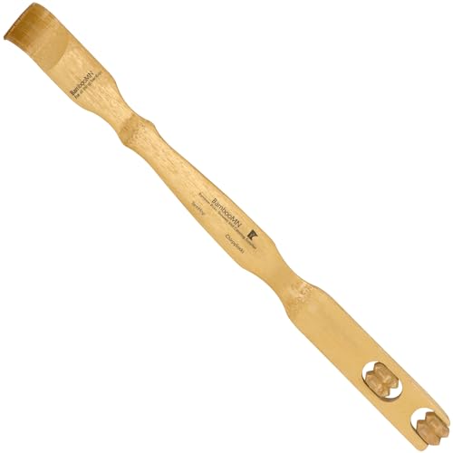 BambooMN 17 Inch Bamboo Wooden Back Scratcher Knobby Massage Roller Handle for Itching Stress Relief, 2 Units - color: 17" Backscratcher Knobby, size: 2 Units