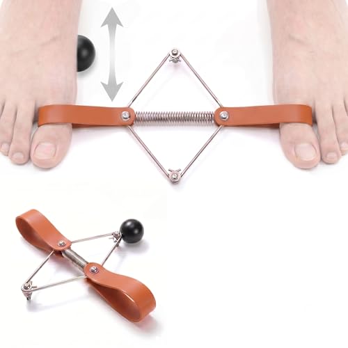 Pilates Toe Corrector with Yoga Ball, Premium Eco-Friendly Leather Toe Gizmo for Foot Pilates & Bunion Relief, Big Toe Alignment Stretcher Exercise Band for Women Men, Brown
