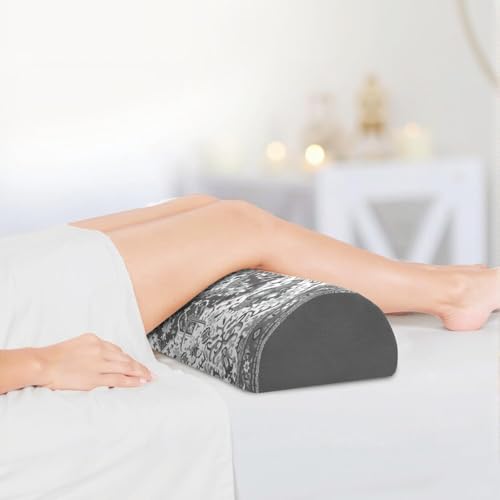 Knee Pillow for Back Sleeping – Half Moon Bolster Pillow for Legs,Under Knee While Sleeping Support, Leg & Back Pain Relief (21.5x9x5 Inches),Machine Washable Cover - color: Grey