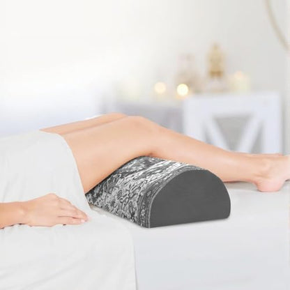 Knee Pillow for Back Sleeping – Half Moon Bolster Pillow for Legs,Under Knee While Sleeping Support, Leg & Back Pain Relief (21.5x9x5 Inches),Machine Washable Cover - color: Grey