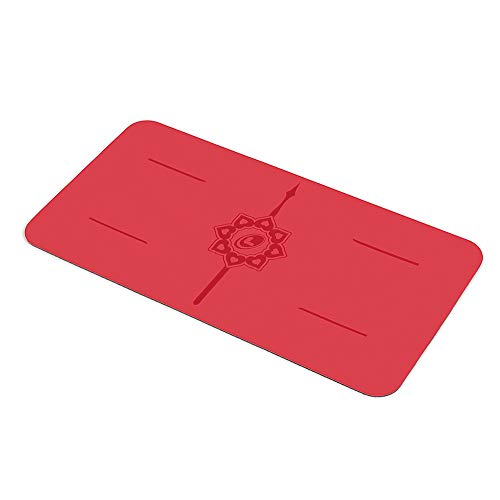 Liforme Yoga Pad - Revolutionary Alignment System, Advanced Non-Slip Grip | Eco-friendly, Non-Toxic, Sweat-Resistant, 4.2mm thick pad for knee, elbow and hand support during Yoga, Free Yoga Bag - color: Red