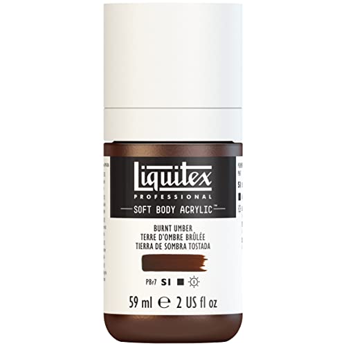 Liquitex Soft Body Acrylic Paint, 2-oz Bottle, Burnt Umber | Low Viscosity, Highly Pigmented, Satin Finish, Retains Subtle Brush Strokes, Great Surface Coverage, Highly Versatile - color: Burnt Umber, style: 2-oz Bottle
