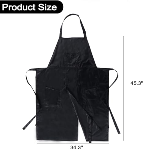 Pottery Split-Leg Make Ceramic Apron, Long Split-Leg Artist Painting Apron with 3 Pockets for Men and Women - color: Waterproof Black