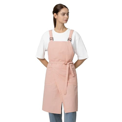 Unisex Waterproof Apron Restaurant Cooking Cafè Flower Shop Baking Kitchen Length Adjustable - color: Baby Pink