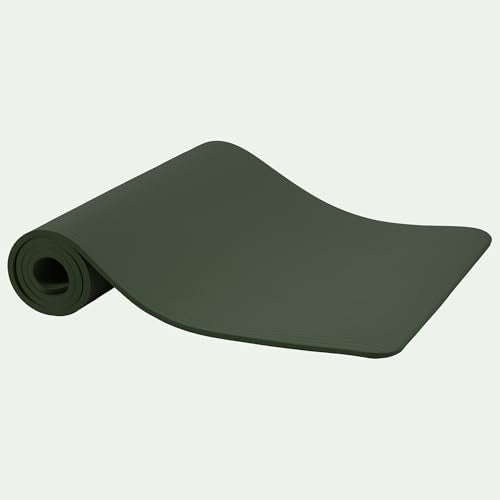 Fitvids Yoga Mat, 1/2-Inch Extra Thick High Density Exercise Mat, Anti-Tear Exercise Yoga Mat with Carrying Strap, Suitable for Various Yoga Exercises - color: Green Jasper