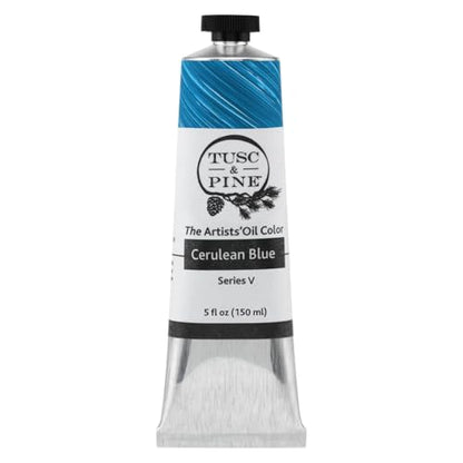 Tusc & Pine Artist Oil Paint - Cerulean Blue, 150 ml, Non-Yellowing, Rich & Creamy Consistency, Maximum Pigment Load, Small Batch Milled Oil Paints Made in the USA - color: Cerulean Blue, size: 5.07 Fl Oz (Pack of 1)