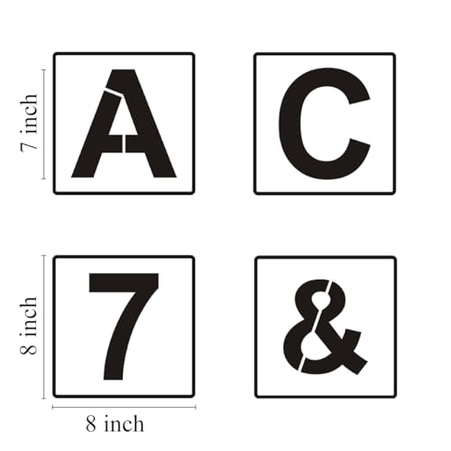 Alphabet Letter and Number Stencils 8 Inch - 40 Pack Large Letters and Numbers Stencil Templates with Signs for Painting on Wood, Reusable Letter Stencils for Chalkboard Signs & Wood Wall Art - size: 8 Inch
