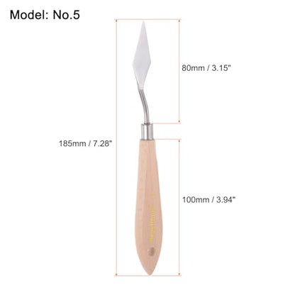 HARFINGTON No.5 Painting Palette Knife Stainless Steel Pointy Spatula | Pallet Knife, with Beech Wood Handle, for Oil Acrylic Paint Canvas Mixing Spreading