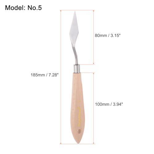 HARFINGTON No.5 Painting Palette Knife Stainless Steel Pointy Spatula | Pallet Knife, with Beech Wood Handle, for Oil Acrylic Paint Canvas Mixing Spreading