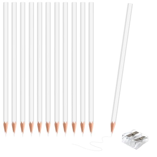 12 Pack White Colored Pencils for Kids, Pre-sharpened Art Pencils Back to School Supplies Set, Drawing Sketching Pencils for Students, Teachers, Classroom - color: white