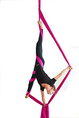 Durable Aerial Silks Starter Kit with 11-Yard Yoga Hammock & Hardware - color: Pink