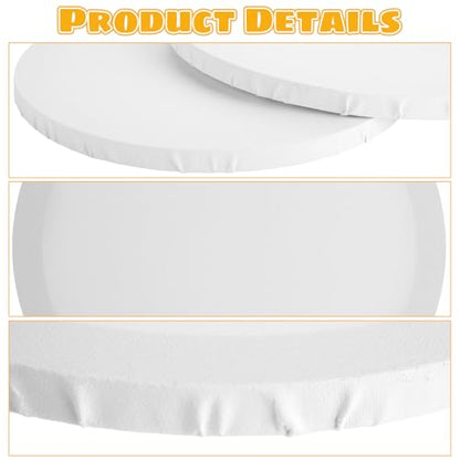 10 Pack Stretched Canvas for Painting, 12 Inch Round Canvas Panel, Circle White Art Canvas Panels, Cotton Primed Paint Blank Canvas for Oil, Acrylic, Gouache, Crafts
