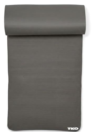 TKO Extra Thick Exercise Yoga Mat with Carrying Strap - color: Gray / Black