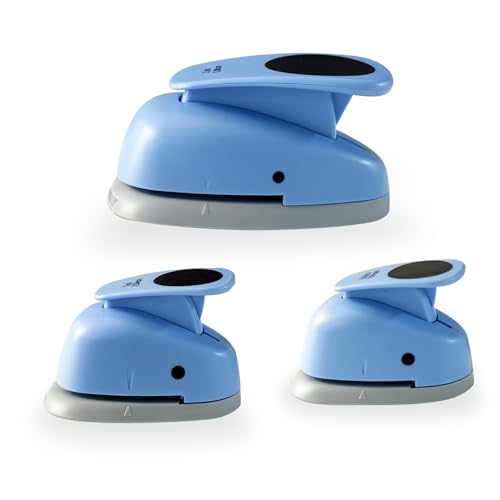 3‑Pcs Round Hole Paper Punch Set, Cutting Diameter 3/4‑inch,1‑inch,2‑inch. | Circle Puncher,Handmade Scrapbook,Crafting Designs,Card Making,DIY Albums Photos,Christmas and Birthday Gifts,Office Supplies - size: 3 Sizes