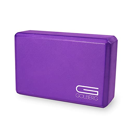 Golberg Foam Yoga Block – For Fitness, High Intensity Support and Improving Strength or Flexibility Pink/Green/Dark Green/Purple/Blue – 1/2/4 Pack - color: 1 Pack - Purple