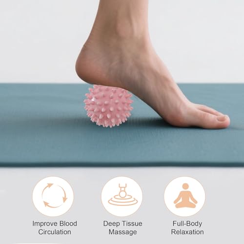 Soft Spiky Massage Balls- Muscle Massager Ball for Feet, Back, Neck, Muscles, Hands Massager Roller for Plantar Fasciitis, Foot Arch Trainer, Exercise, Physical Therapy - color: 1pink Spiky Ball