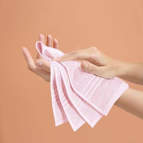 BOUTIQUO Ultra Soft Cotton 6 -Piece Hand Towel Set 16x24 Inch, Ideal for use in Bathroom, Kitchen, Gym, Spa & General Cleaning, Compact & Lightweight Multi Purpose Hand Towels - Pink - color: Pink, size: Hand Towel - Set of 6