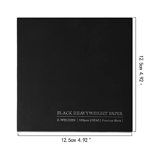 1Pc 4.9x4.9 Tearable Square 180gsm Portable Sketch Paper Pad Journal (30 Sheets) Travel Size for Calligrapher Watercolour Sketch Book Notebook Black Paper - color: Tearable Black-1Pc