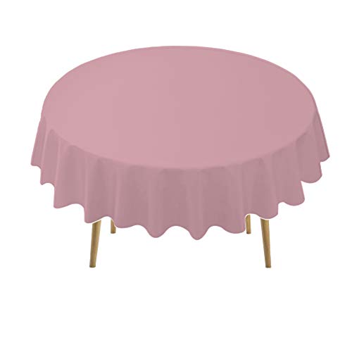 Pink Plastic Tablecloths 2 Pack Disposable Table Covers 84 Inch Circle Bridal Shower Party Tablecovers PEVA Vinyl Table Cloths for BBQ Picnic Birthday Wedding Banquet Parties 6 ft Round Table Use - color: E01 Pink