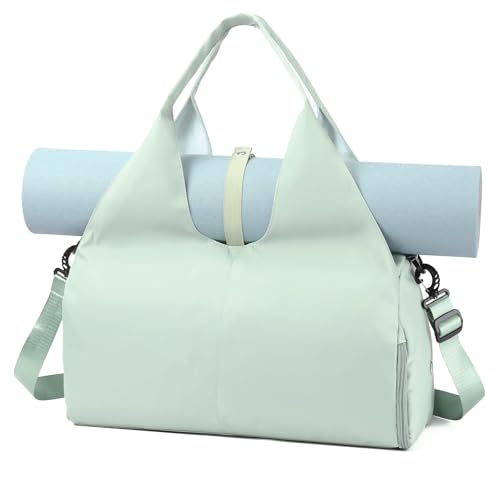 Handbag for Women Yoga Bag Large Capacity Yoga Pad Buckle with Shoe Compartment Water Bottle Sports Gym Bag Travel - color: C01-1 Green