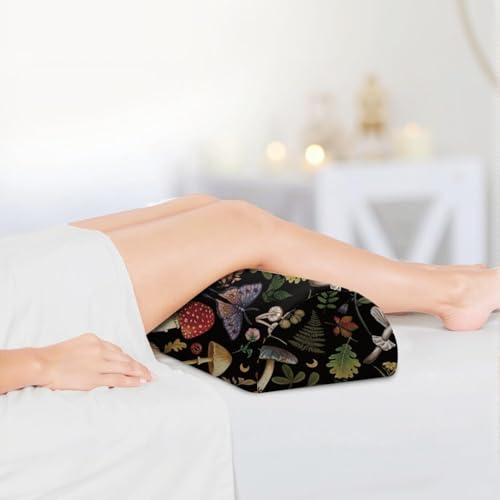 Knee Pillow for Back Sleeping – Half Moon Bolster Pillow for Legs,Under Knee While Sleeping Support, Leg & Back Pain Relief (21.5x9x5 Inches),Machine Washable Cover - color: Black Red