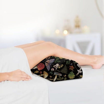 Knee Pillow for Back Sleeping – Half Moon Bolster Pillow for Legs,Under Knee While Sleeping Support, Leg & Back Pain Relief (21.5x9x5 Inches),Machine Washable Cover - color: Black Red