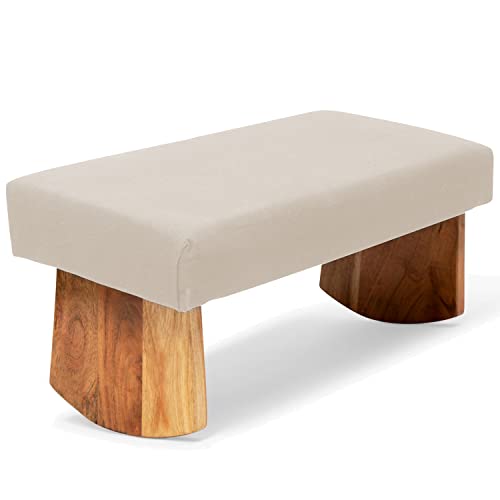 Meditation Bench (NAT. White), Seiza, Sustainable Acacia Wood with Curved Bottom Edges for The Perfect Posture, Meditation Stool, Prayer Bench, Meditation Chair, Yoga Stool - color: Natural White