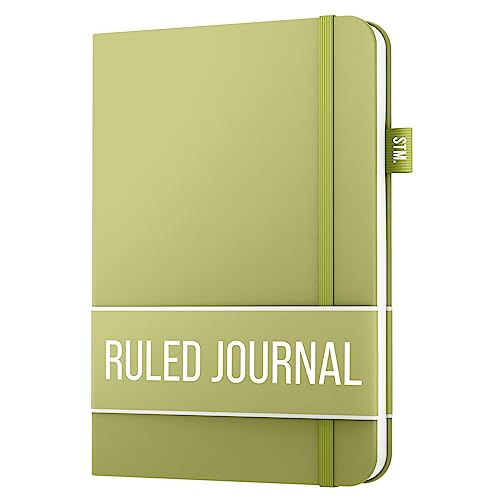 Scribbles That Matter Lined Journal Notebook for writing | Ruled 150 pages, 120gsm Thick Paper with Sticky Notes,pen loop, elastic band, leather hard cover A5 journals for writing, 5.75x8.2 inches - color: Pear