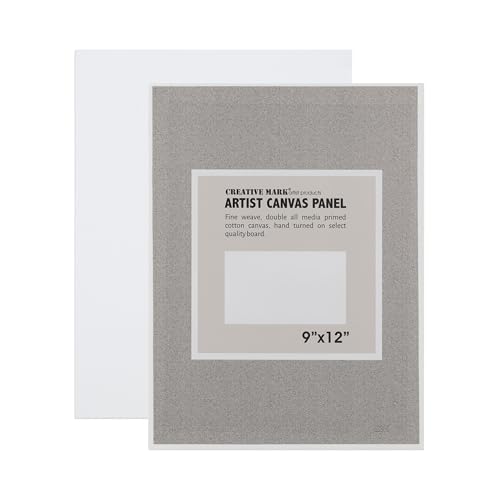 Creative Mark Cotton Canvas Panels 9x12" - 12 Pack - Professional Quality Fine Weave Acrylic Primed Artist Canvas Boards for Painting, Acrylics, Studios, & More - size: 9x12" - 12 Pack