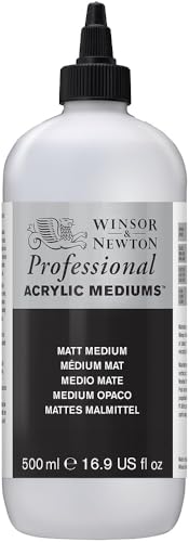 Winsor & Newton Professional Acrylic Medium, Matt Medium, 500ml | Extends acrylic paint while reducing surface sheen to create a consistent matte finish without affecting workability. - color: Matt Medium, style: 500ml (16.9-oz)
