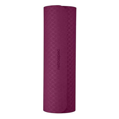 Retrospec Zuma 1/2" Yoga Mat Non Slip Exercise Mat For Pilates, Workout | 72x24x1/2", Gym Mat, Yoga Mat Strap, TPE Yoga Mat, Eco Friendly, Elastic Memory Foam, Moisture Resistant, BPA, Latex Free - color: Boysenberry