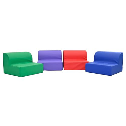 Children's Factory Flexible Seating Classroom Set, Rainbow, Set of 4 | Easy to Clean Water-Resistant Vegan Leather Kids Chair, High Density Foam Toddler Chair for Preschool, Daycare, or Playrooms - color: Rainbow, Set of 4