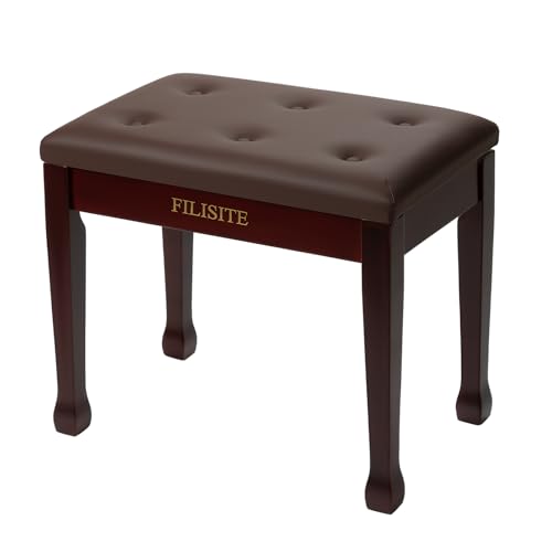 Wooden Piano Bench with Storage, Piano Stool with Waterproof Padded Cushion, Bench Seat for Vanity, Living Room, Bedroom (Brown) - color: Single-brown