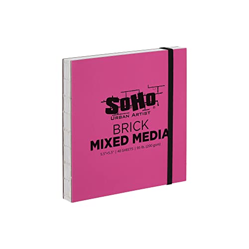 SoHo Urban Artist Brick Sketchbook Journals for Sketching, Drawing, Colored Pencils, Graphite, and More - Mixed Media 5.5"x5.5" (200 GSM, 40 Sheets) - color: Mixed Media, size: 5.5 x 5.5in