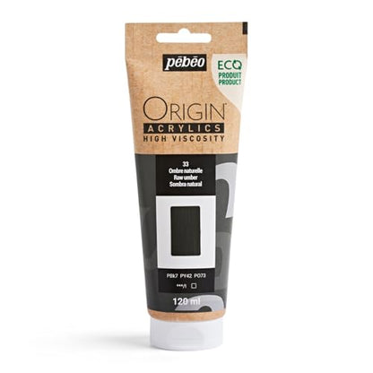 PEBEO Origin Acrylics 120ml Matte Acrylic Paint, Raw Umber | Cool earth brown for underpainting and natural shadows - high-viscosity matte acrylic paint in a 120 ml eco-tube. - color: Raw Umber