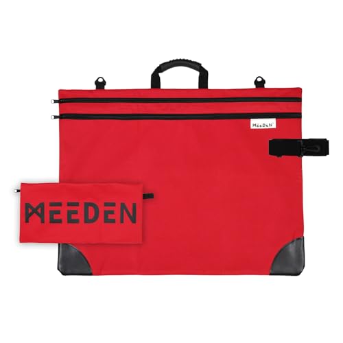 MEEDEN Art Portfolio Bag: 20 X 26 Inch Portfolio Canvas Case - Red | Light Weight Waterproof 600D Oxford Carrying Storage Case with Detachable Shoulder Strap for Canvas, Artwork, Sketching - color: Red, size: 20" X 26"